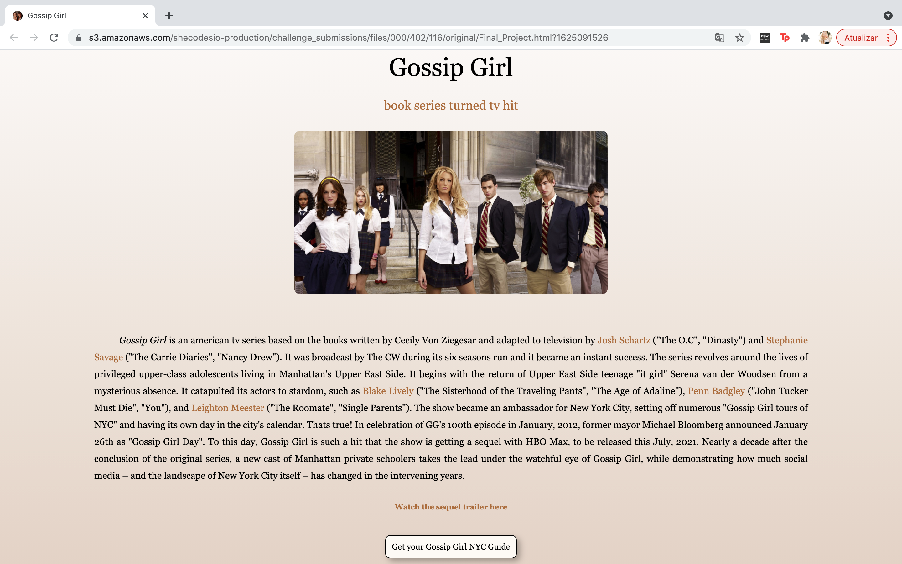 My page about Gossip Girl